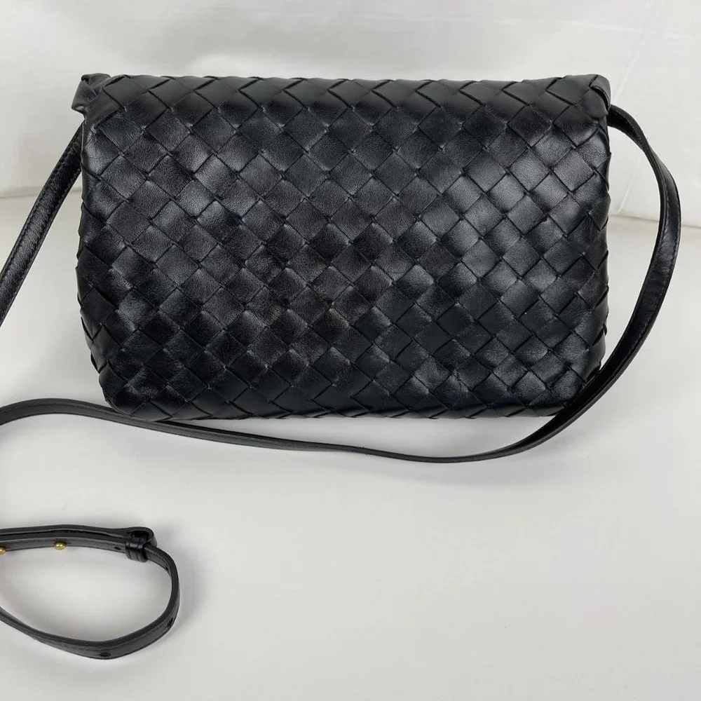 Bottega Veneta Intrecciato Black Nappa Leather Shoulder Bag